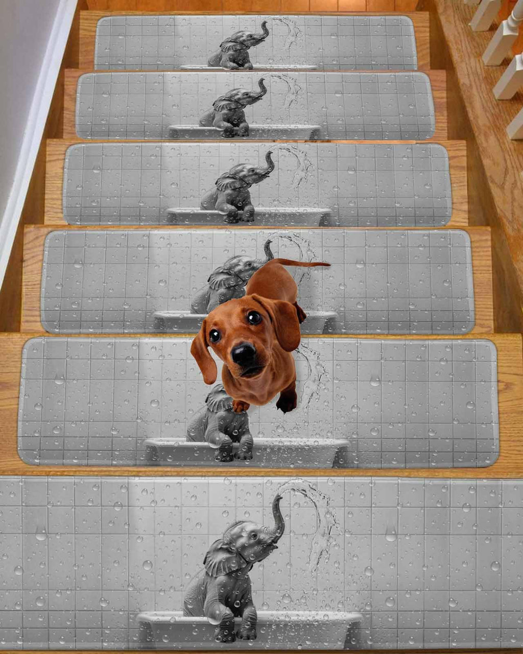 Grey Peel and Stick Stair Treads 8''x30'' 10PCS O715