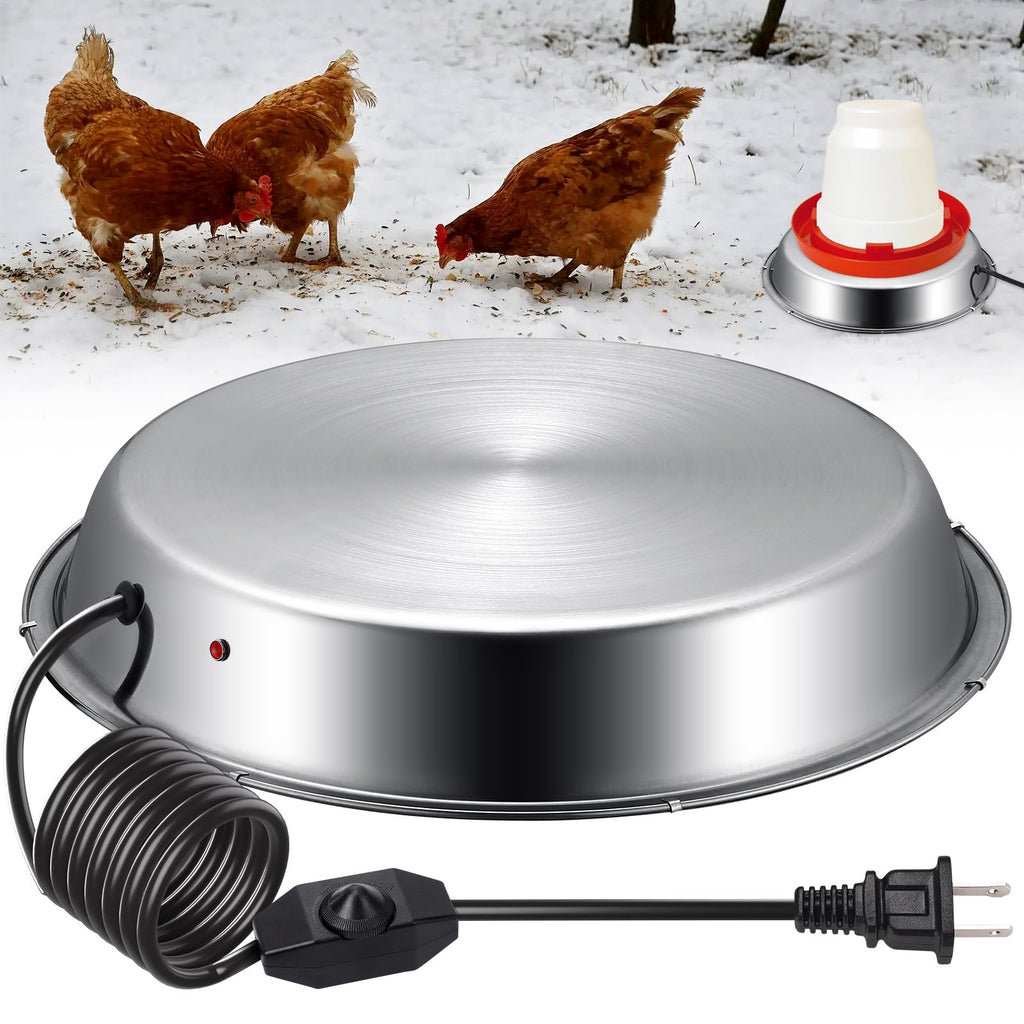 12 Inch 5 Gallons Poultry Waterer Heated Base with Thermostat U81951