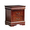 Dark Cherry 2 Drawer Solid Wood Nightstand U197296