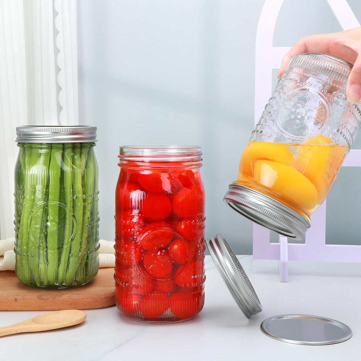 Wide Mouth Mason Jars with Lids 32oz 12 Pack P753