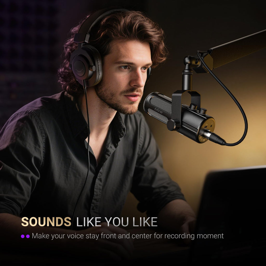 Dynamic Microphone with Boom Arm Kit, XLR/USB Podcast Mic and Stand Bundle with Mute Button K4843