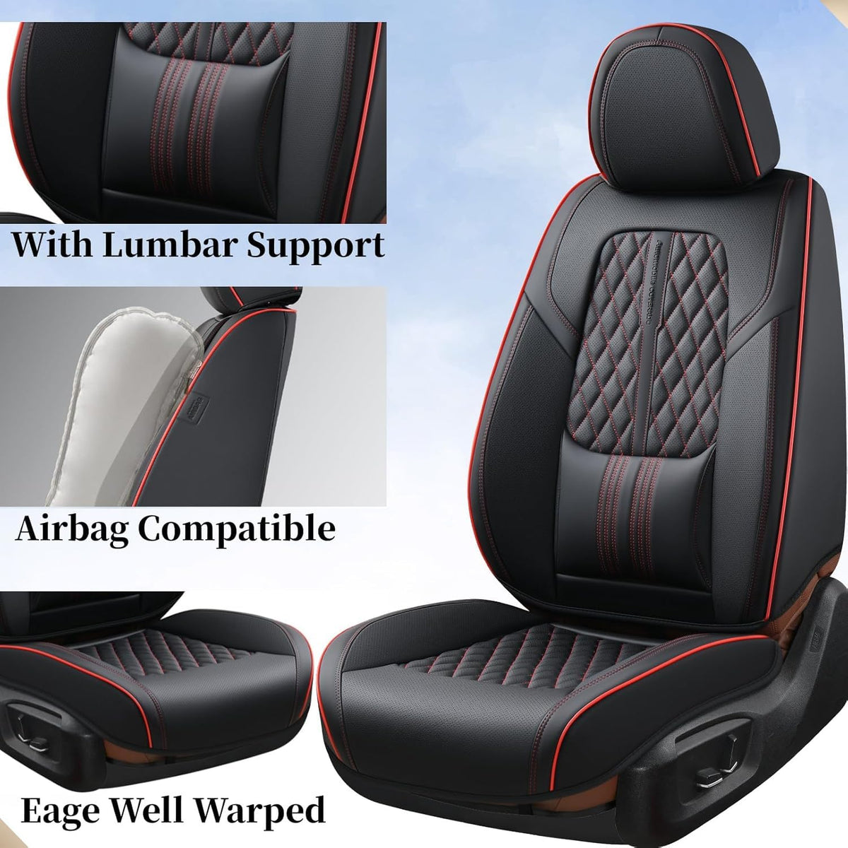 Black Nappa Leather Car Seat Covers Full Set B600083