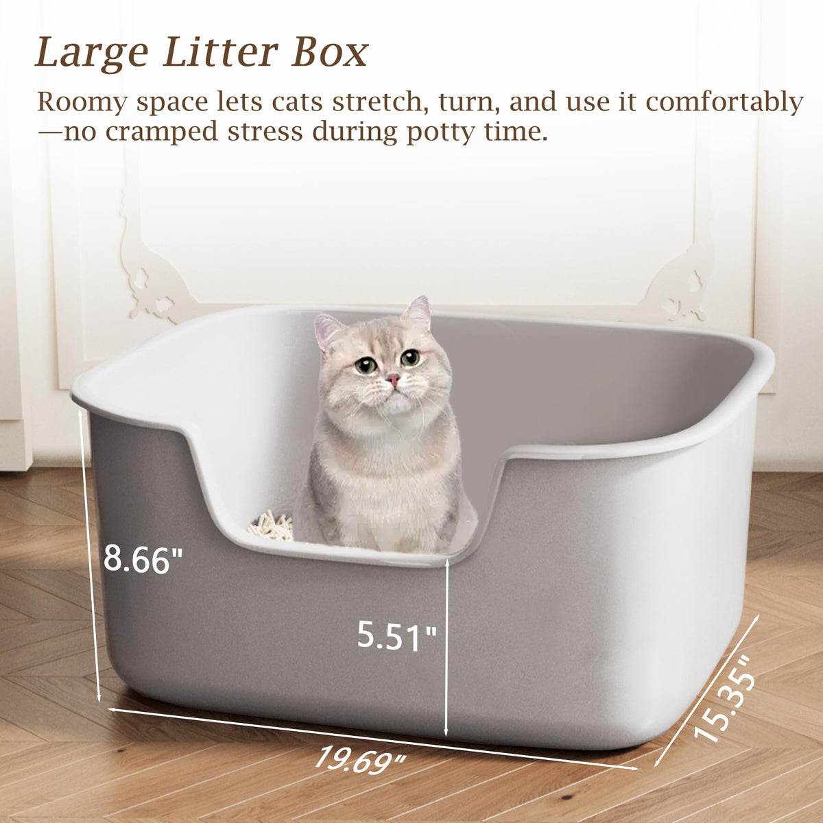 Large High Sides Cat Litter Box I282