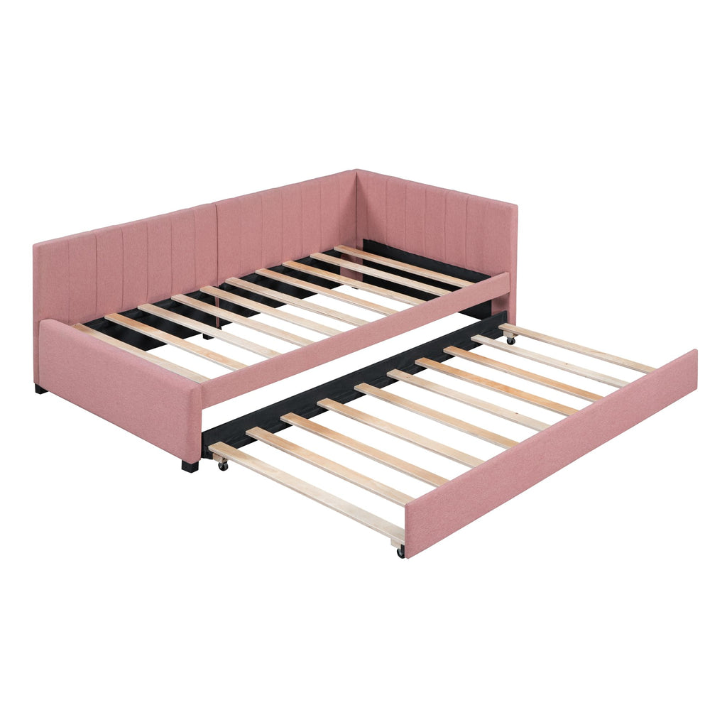Twin Size Linen Upholstered Daybed with Trundle F530