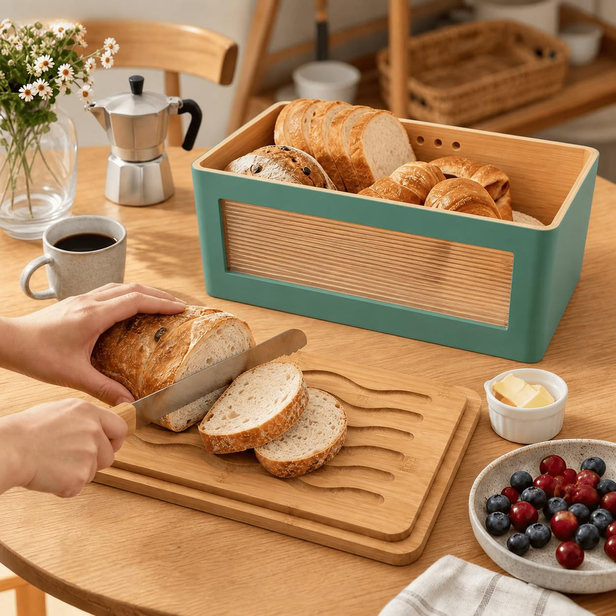Wooden Bread Box with Cutting Board V2927