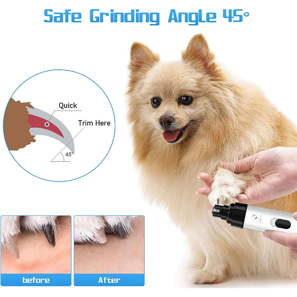 Rechargeable Quiet Low Vibration Electric Dog Nail Grinder & Trimmer with LED Light U57220