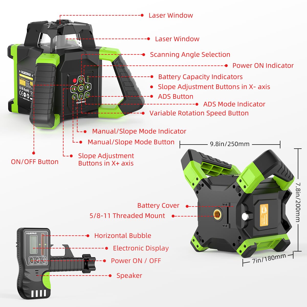 Red Self-Leveling Rotary Laser Level Kit E77314