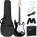 39in Full Size Electric Guitar with 10W Amp, Case and Accessories Pack, Black T236