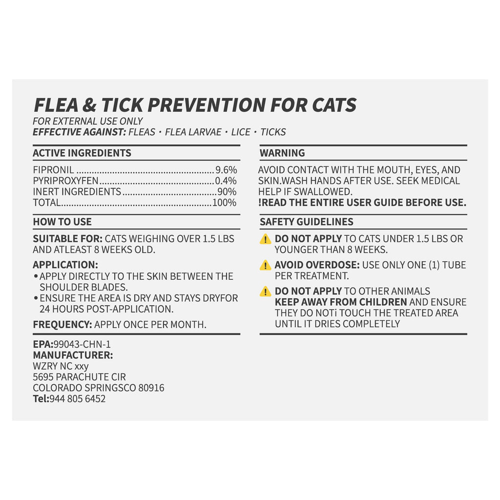 Topical Flea and Tick for Cats 6 Doses F41978