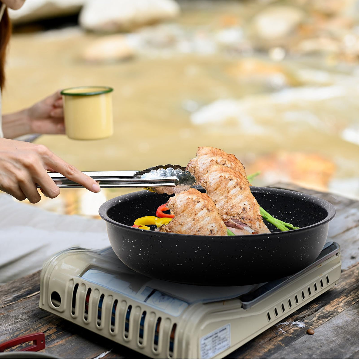 12-Piece Nonstick Cookware Set with Detachable Handle, Black I1837