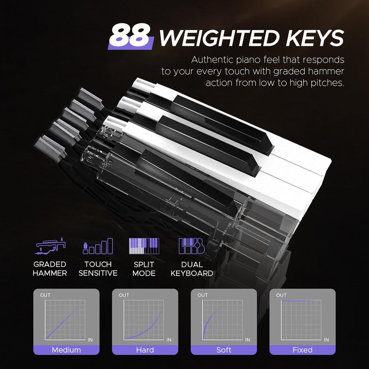 88 Key Full-Weighted Digital Piano with Triple Pedal T726661