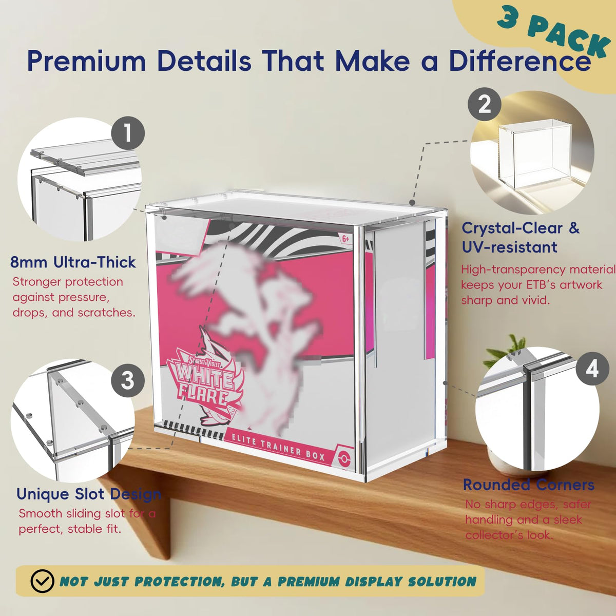 3 Pack Acrylic Case with Sliding Magnetic Lid F96108