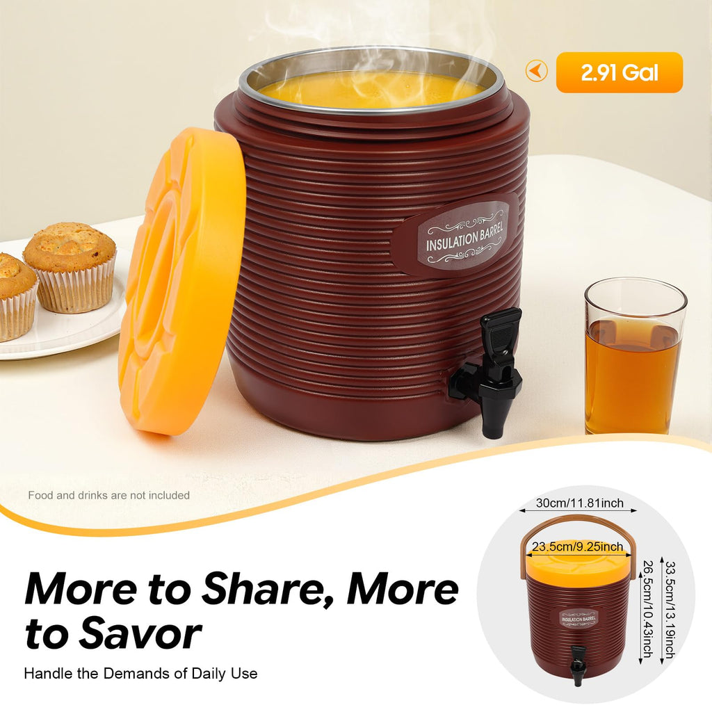 Insulated Beverage Dispenser 3.43gal Stainless Steel Portable Water Jug Z584