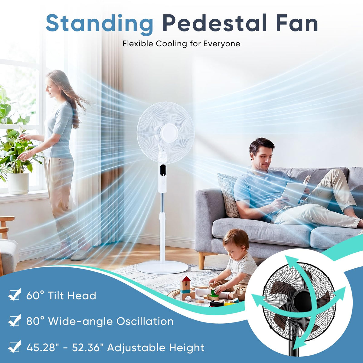 17" Oscillating Pedestal Fan with Remote K421105