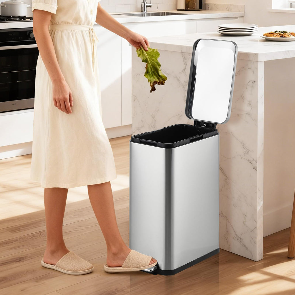 13 Gal Stainless Steel Step-On Kitchen Trash Can E759449
