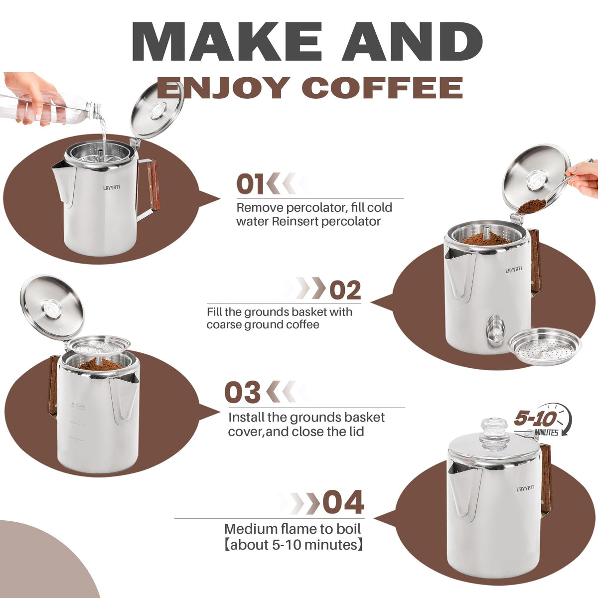 Stainless Steel 9 Cup Coffee Percolator G12269