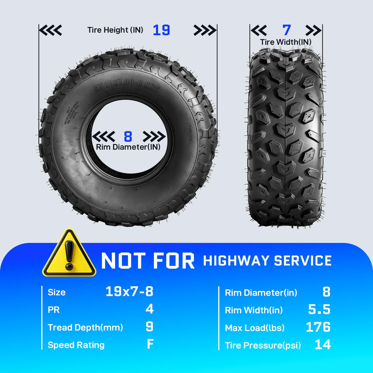 Set of 4 ATV/UTV Tires 19x7-8 S71951