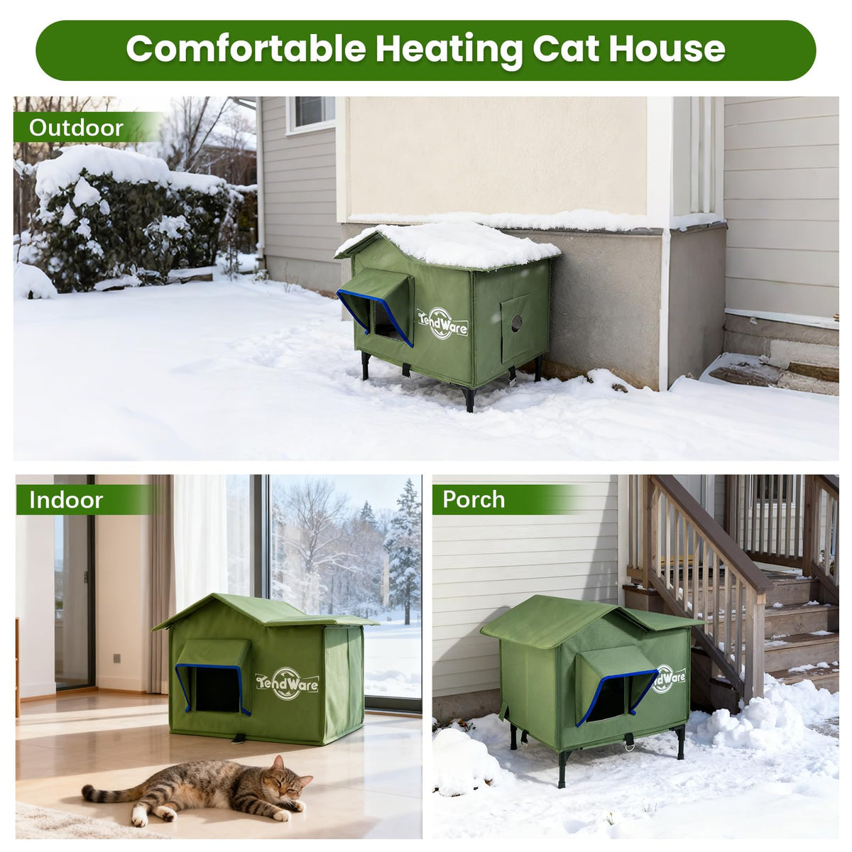 Heated Outdoor Cat House with Elevated Base R8724