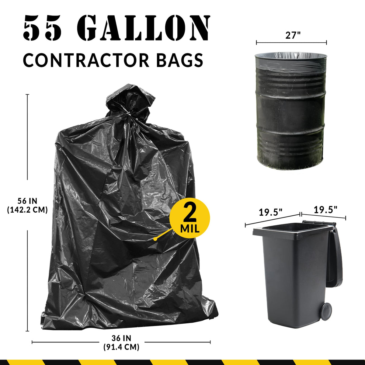 55 Gallon Heavy Duty Garbage Bags V3943