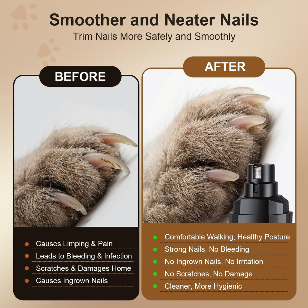 Dog Nail Grinder Silent Cordless Grooming N50651