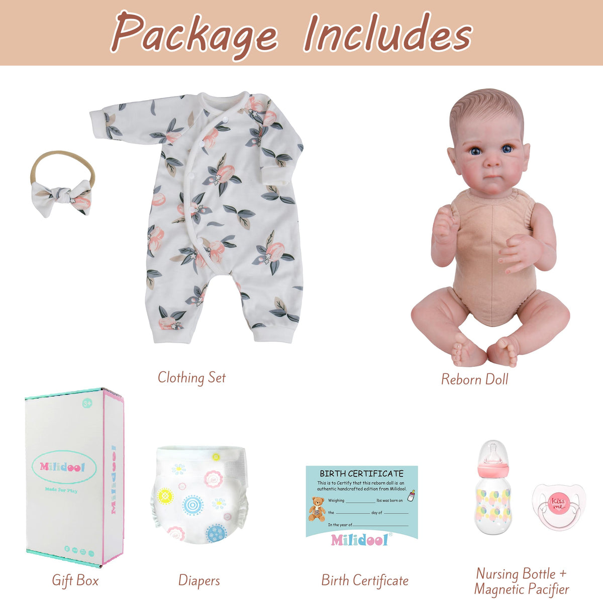 20 Inch Lifelike Reborn Baby Dolls Girl with Poseable Body H214991