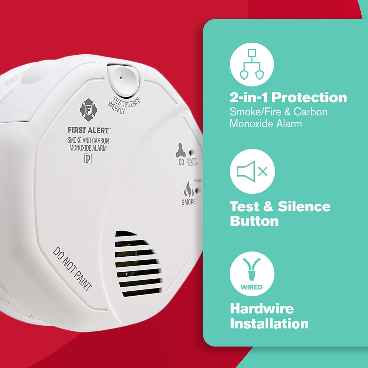 Hardwired Smoke and Carbon Monoxide Detector with Battery Backup, 3-Pack W51616