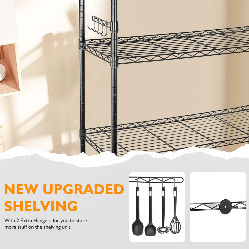 6 Tier Heavy Duty Adjustable Metal Wire Shelving Rack with Wheels, Black K248146