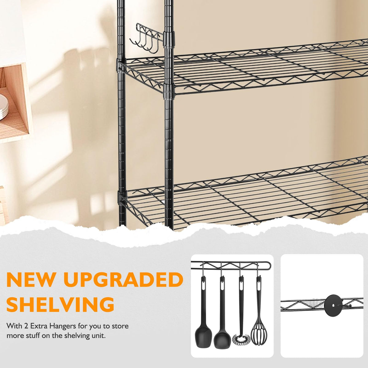 6 Tier Heavy Duty Adjustable Metal Wire Shelving Rack with Wheels, Black K248146