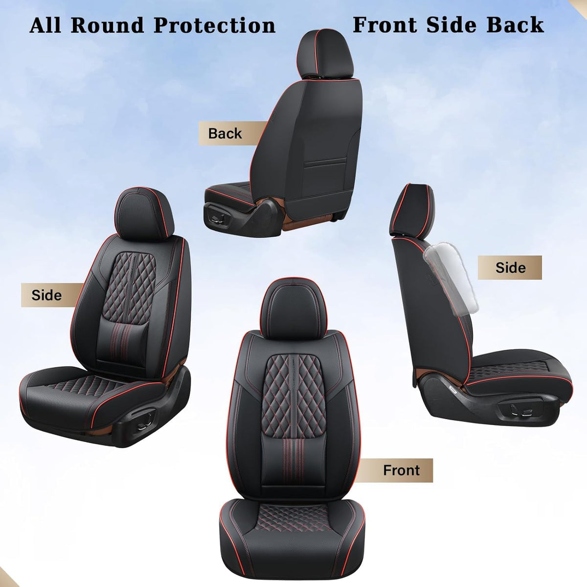 Black Nappa Leather Car Seat Covers Full Set B600083