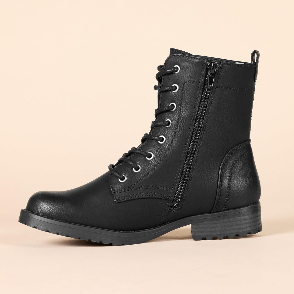 Lace-Up Ankle Boots with Side Zipper A312945