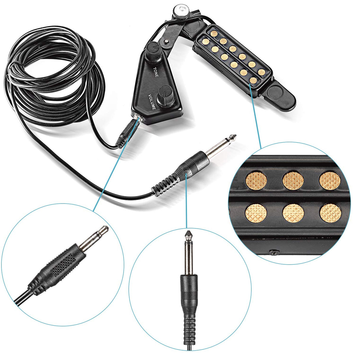 12 SoundHole Acoustic Guitar Pickup with Tone and Volume Control X715