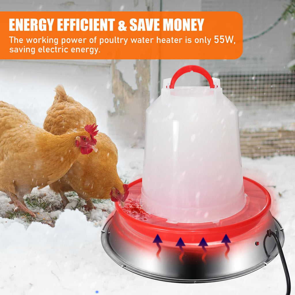 12 Inch 5 Gallons Poultry Waterer Heated Base with Thermostat U81951