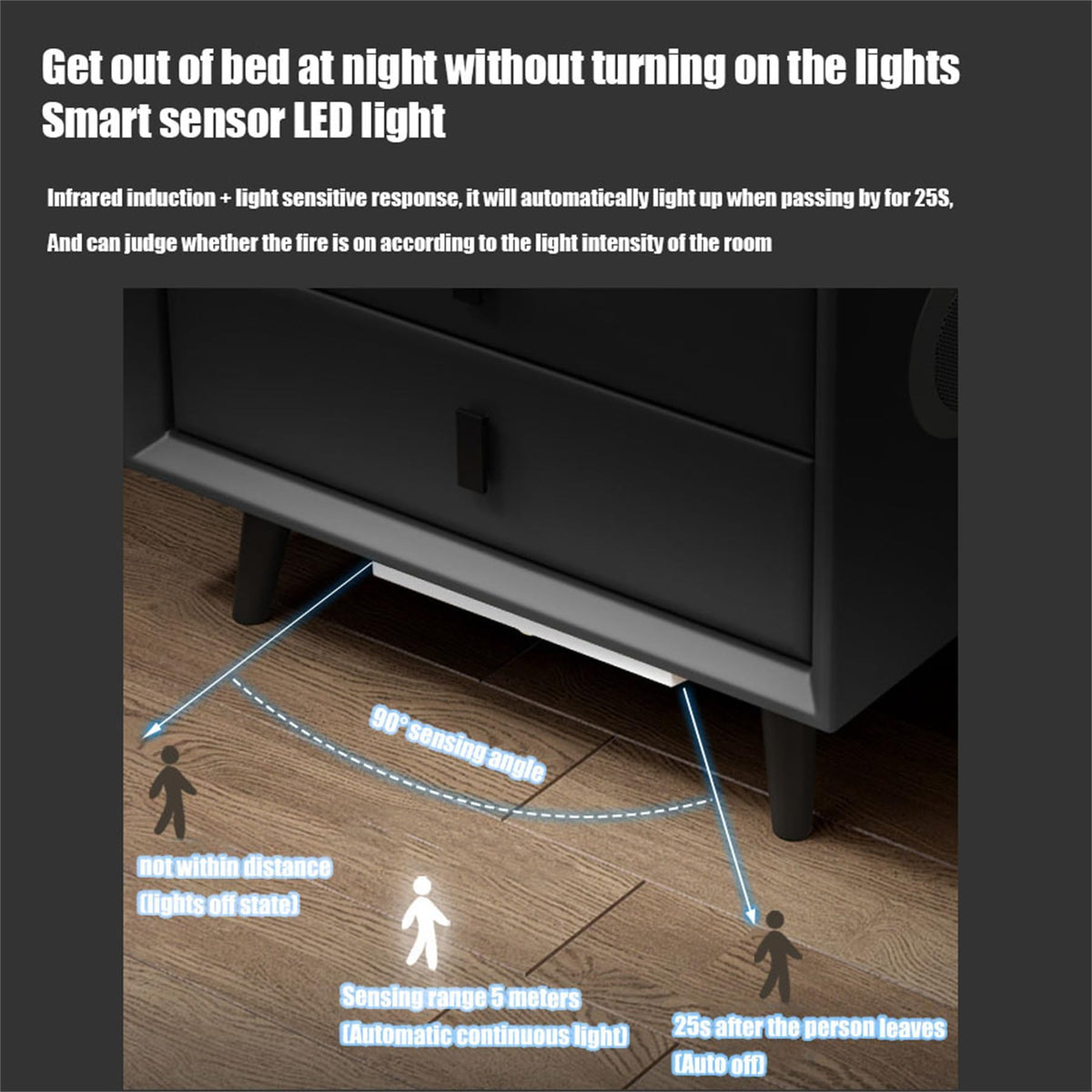 Pink 3 Drawer LED Nightstand with Wireless Charging F811133