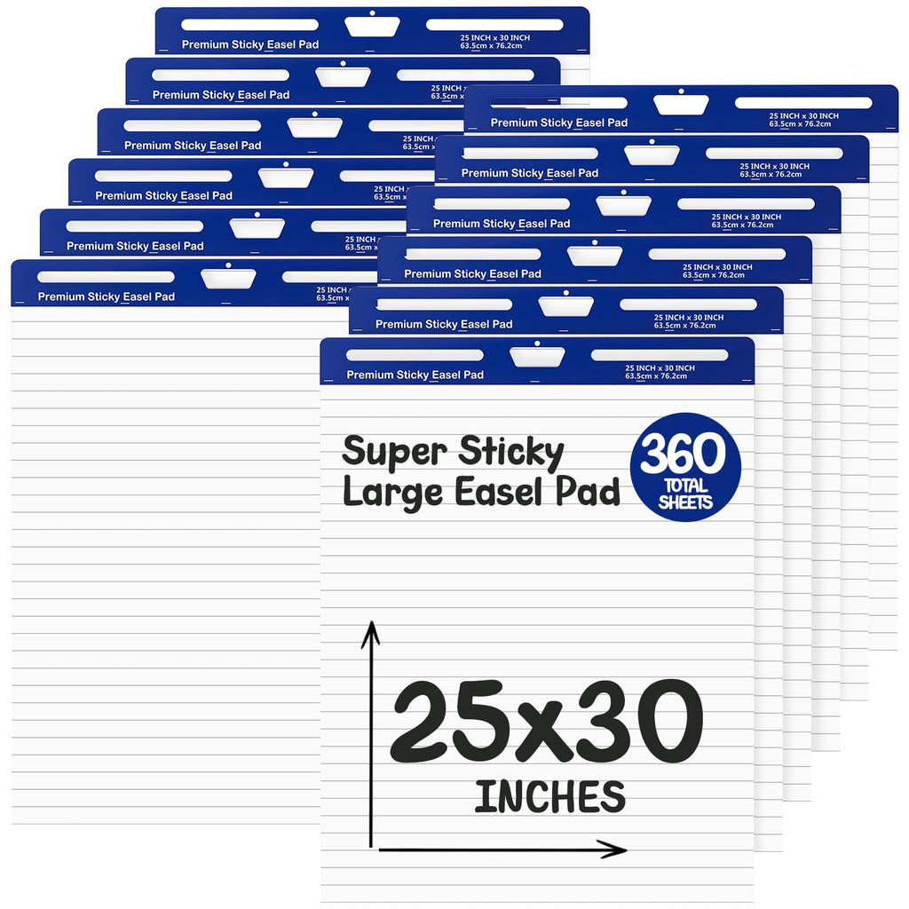12 Pads White Lined Sticky Easel Pad 25 in x 30 in E98283