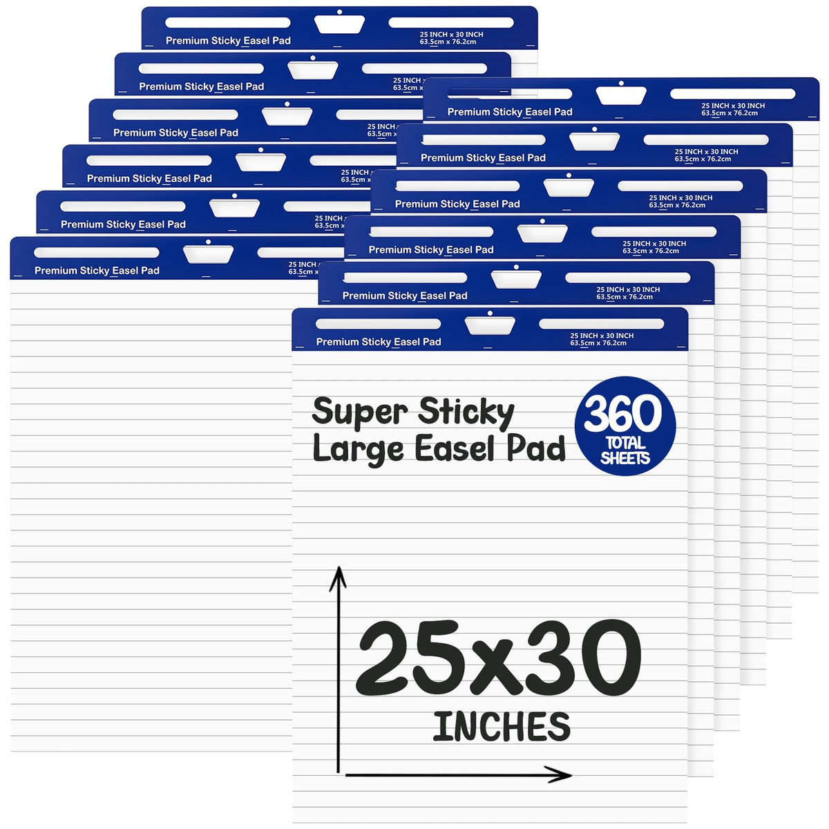 12 Pads White Lined Sticky Easel Pad 25 in x 30 in E98283