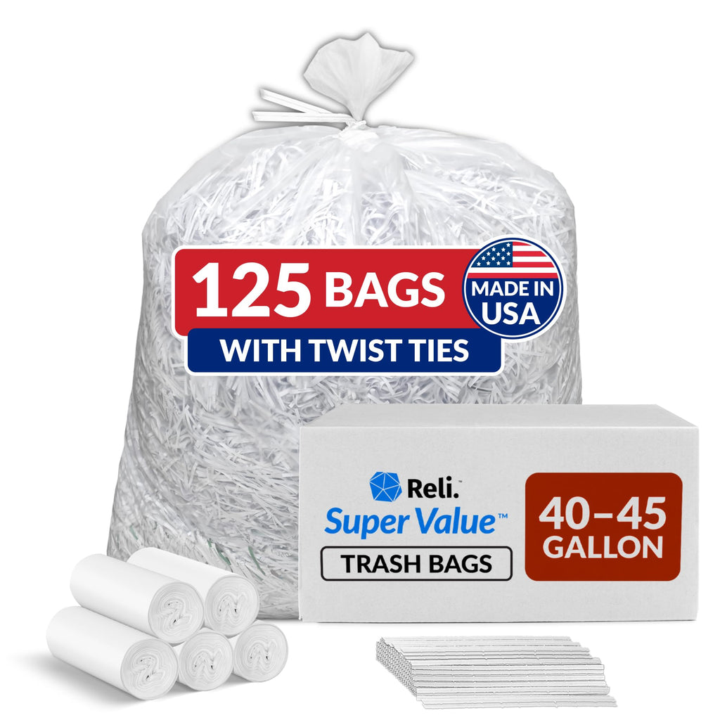Clear Heavy Duty Trash Bags with Twist Ties 125 Count A83285