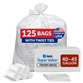 Clear Heavy Duty Trash Bags with Twist Ties 125 Count A83285