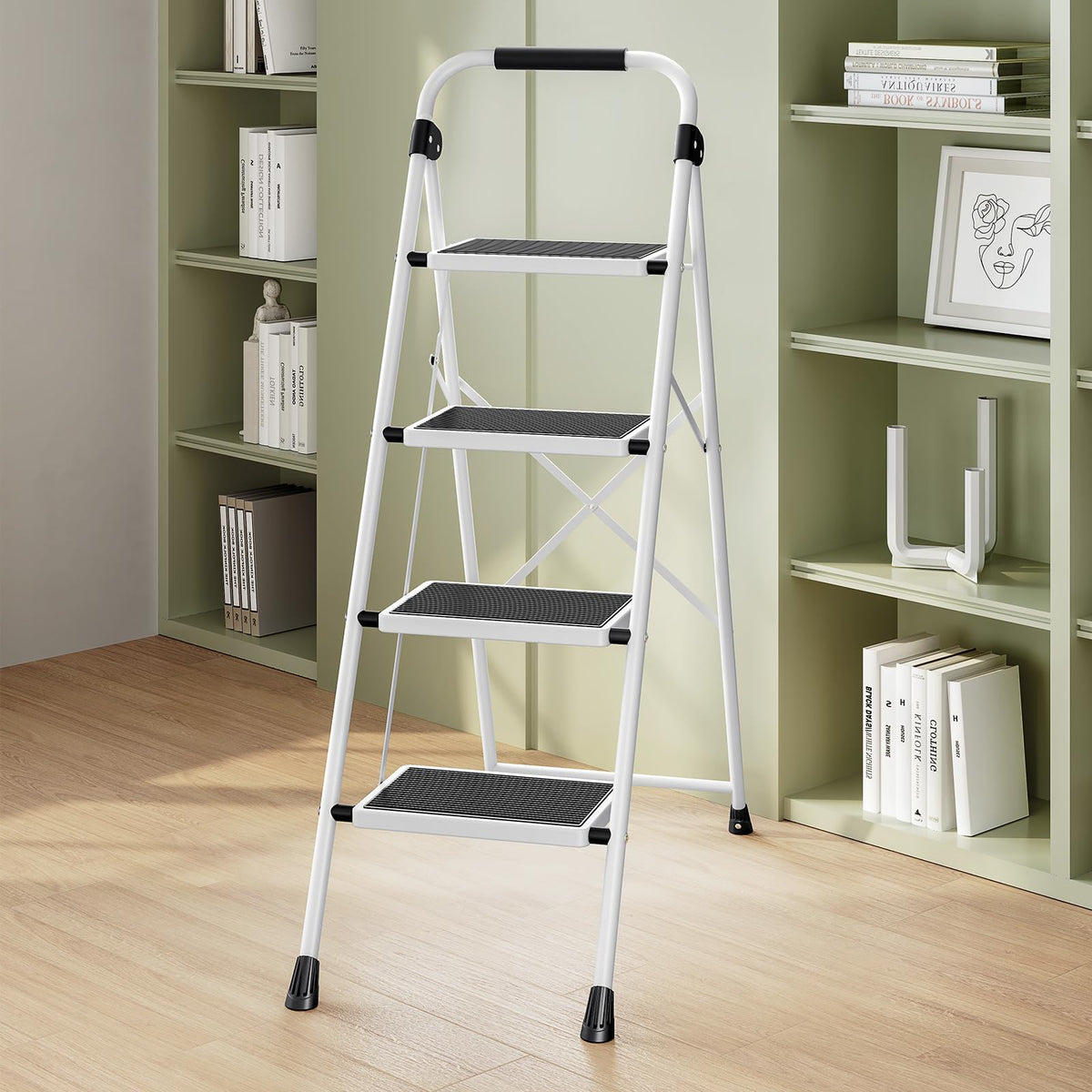 4 Step Folding Step Stool with Anti-Slip Wide Pedal F662