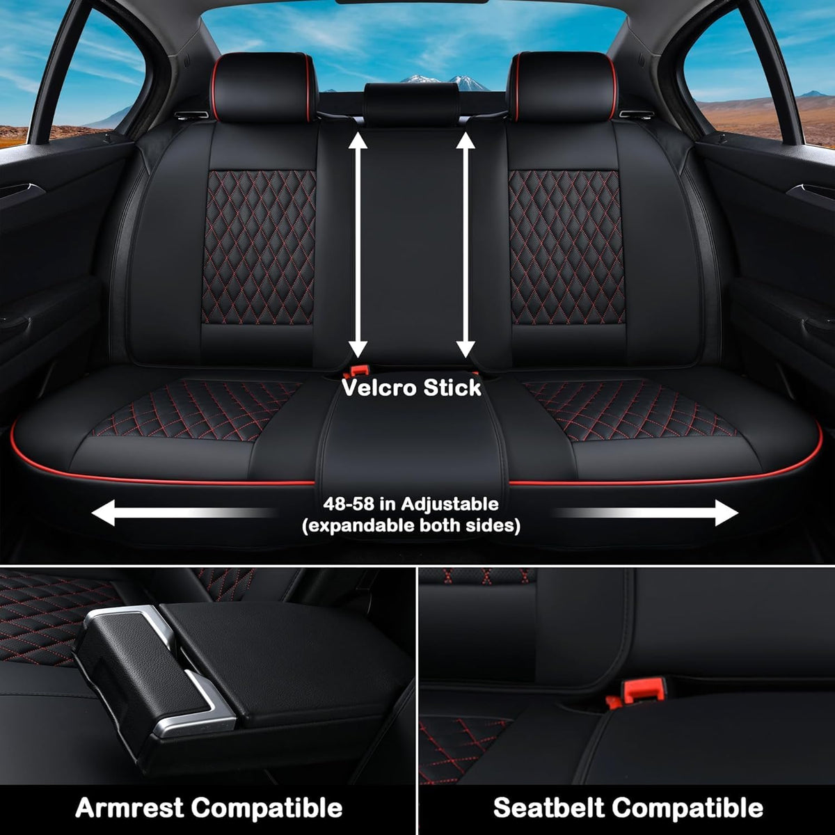 Black Nappa Leather Car Seat Covers Full Set B600083