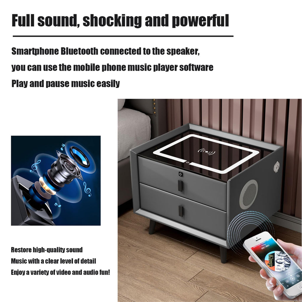 Pink 3 Drawer LED Nightstand with Wireless Charging F811133