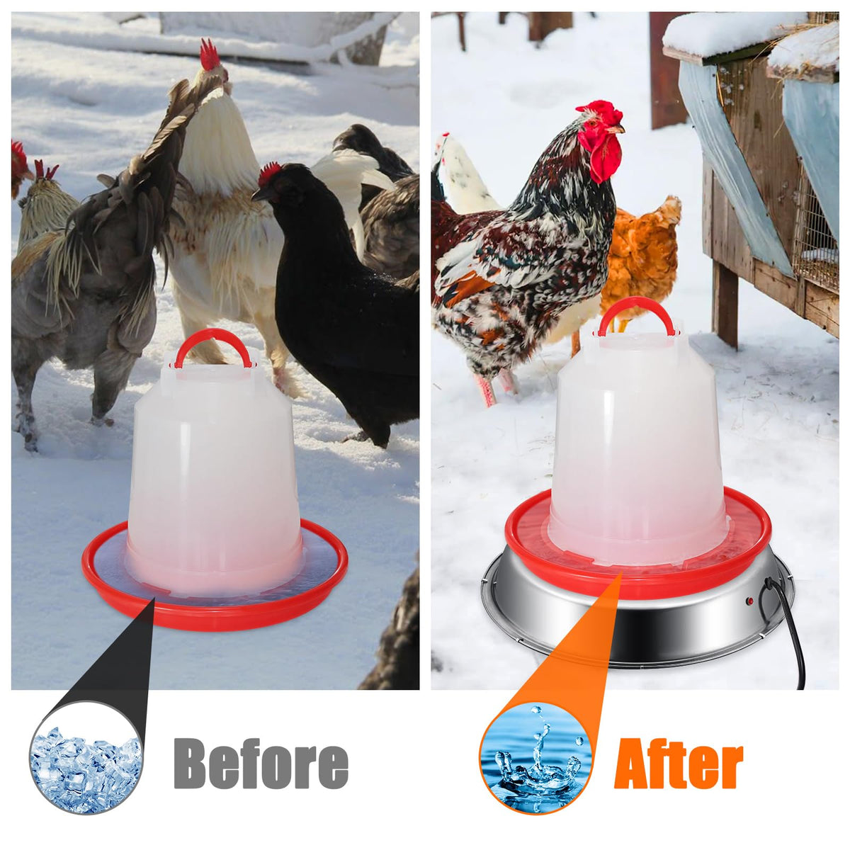 12 Inch 5 Gallons Poultry Waterer Heated Base with Thermostat U81951
