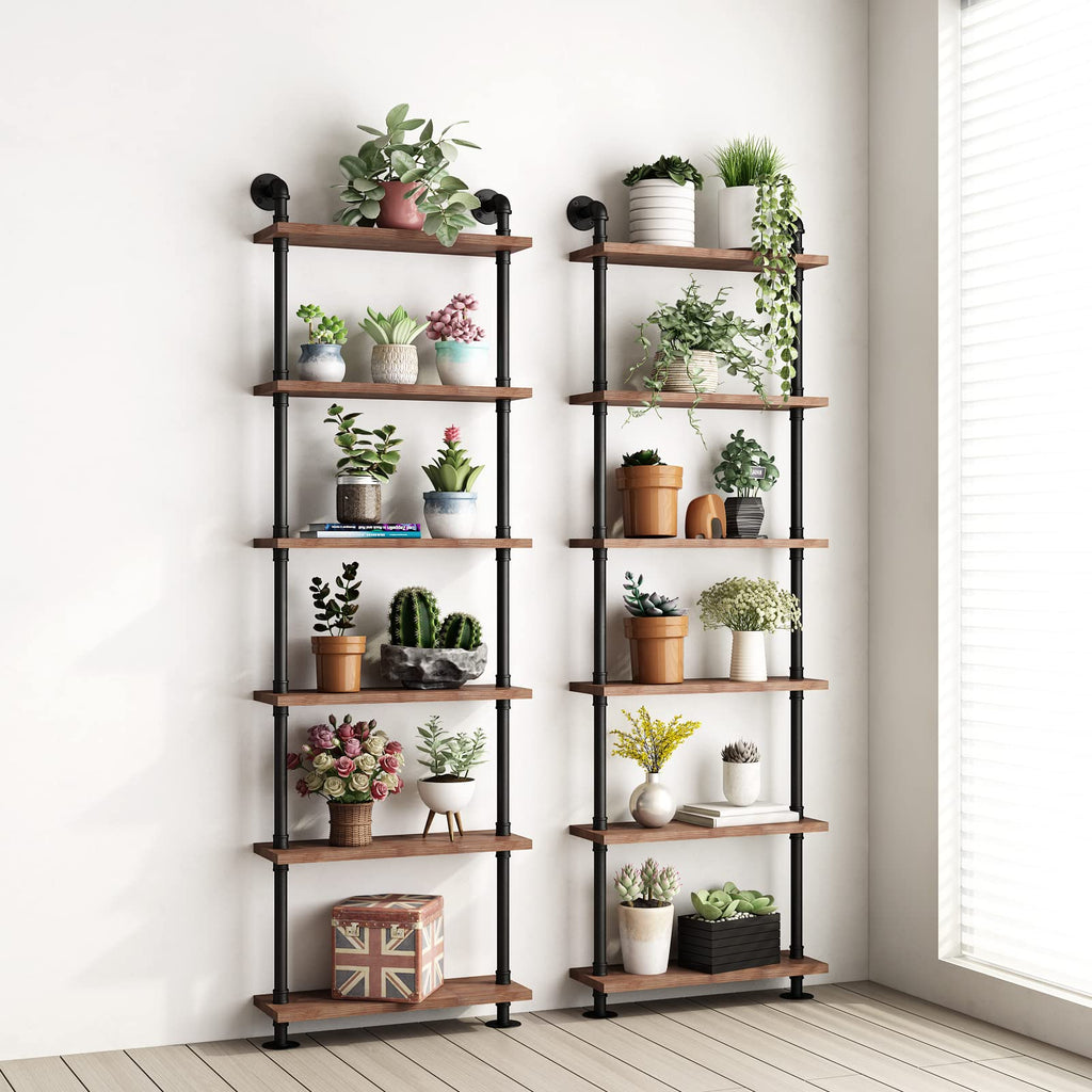 Industrial Pipe Rustic Wood Bookshelf R588