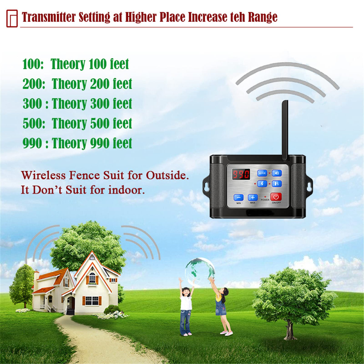 Wireless Dog Fence Training Collar with Remote, Waterproof, 2 Dogs F138
