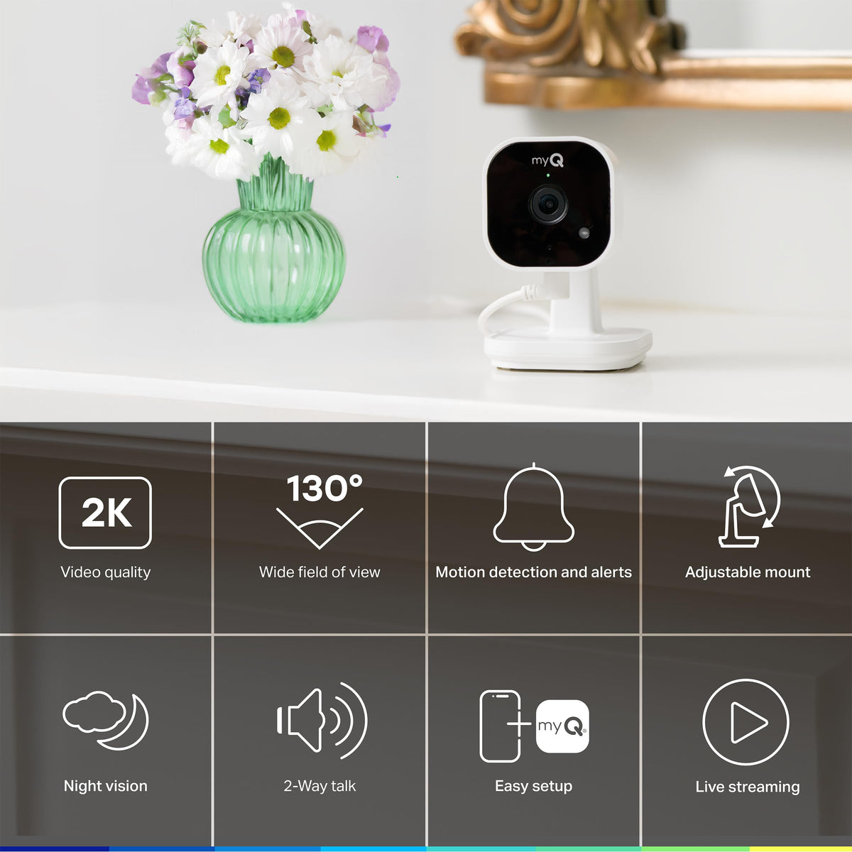2K Smart Wi-Fi Indoor Security Camera with Night Vision Q3828