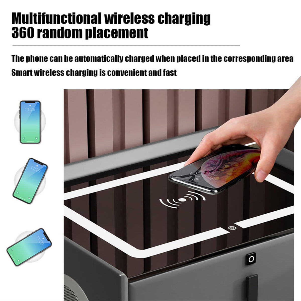 Pink 3 Drawer LED Nightstand with Wireless Charging F811133