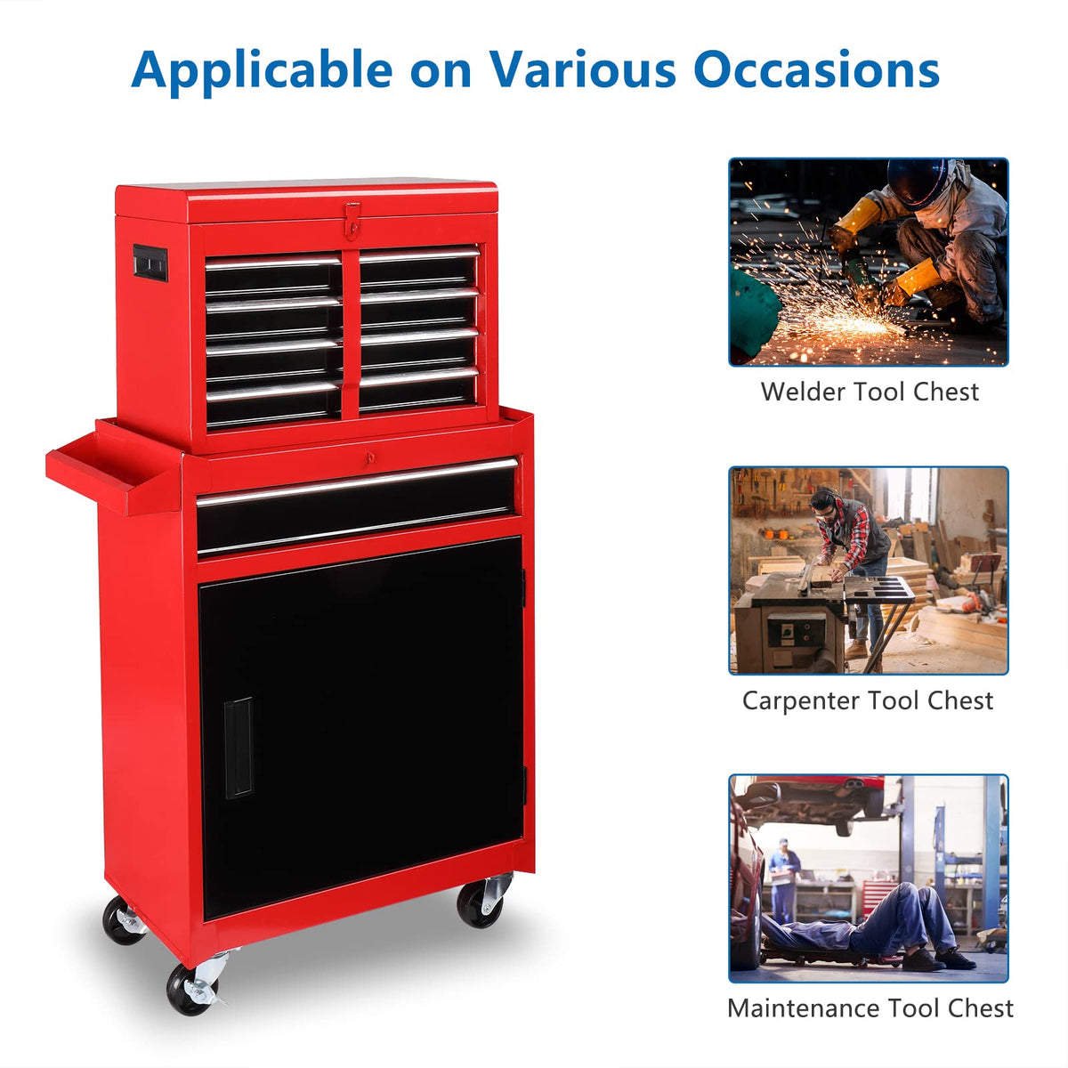 5 Drawer Rolling Tool Chest with Lockable Wheels Y70997
