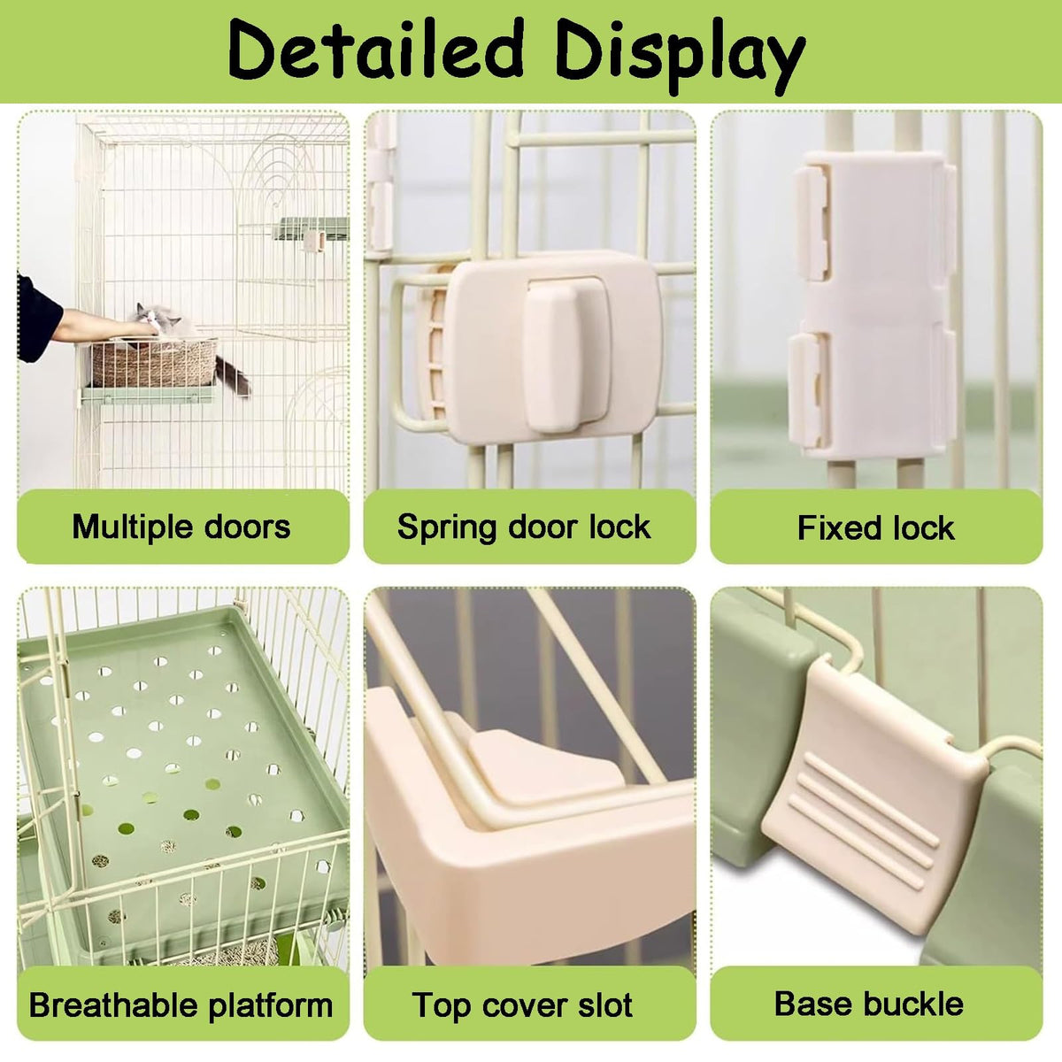 4-Tier Metal Indoor Cat Enclosure with 3 Doors K48752