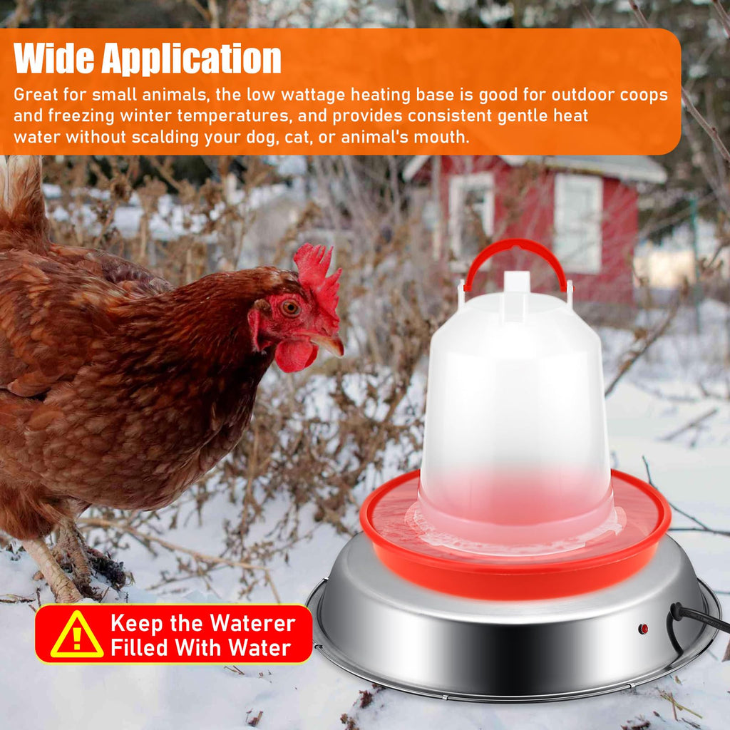 12 Inch 5 Gallons Poultry Waterer Heated Base with Thermostat U81951
