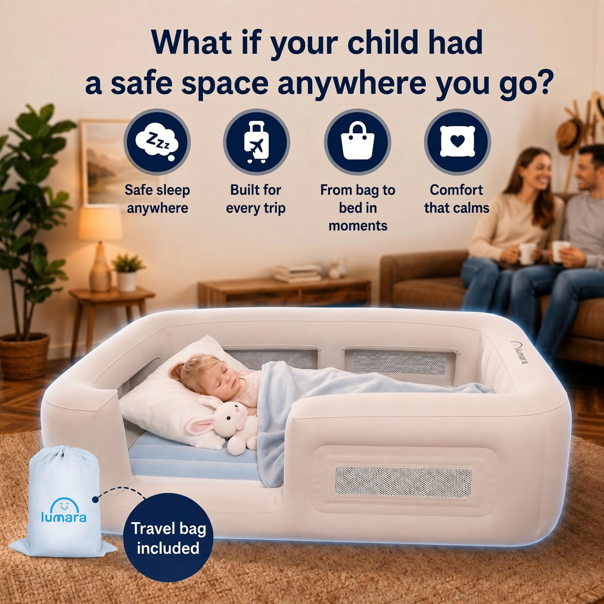 Inflatable Toddler Travel Bed with Electric Pump A814470