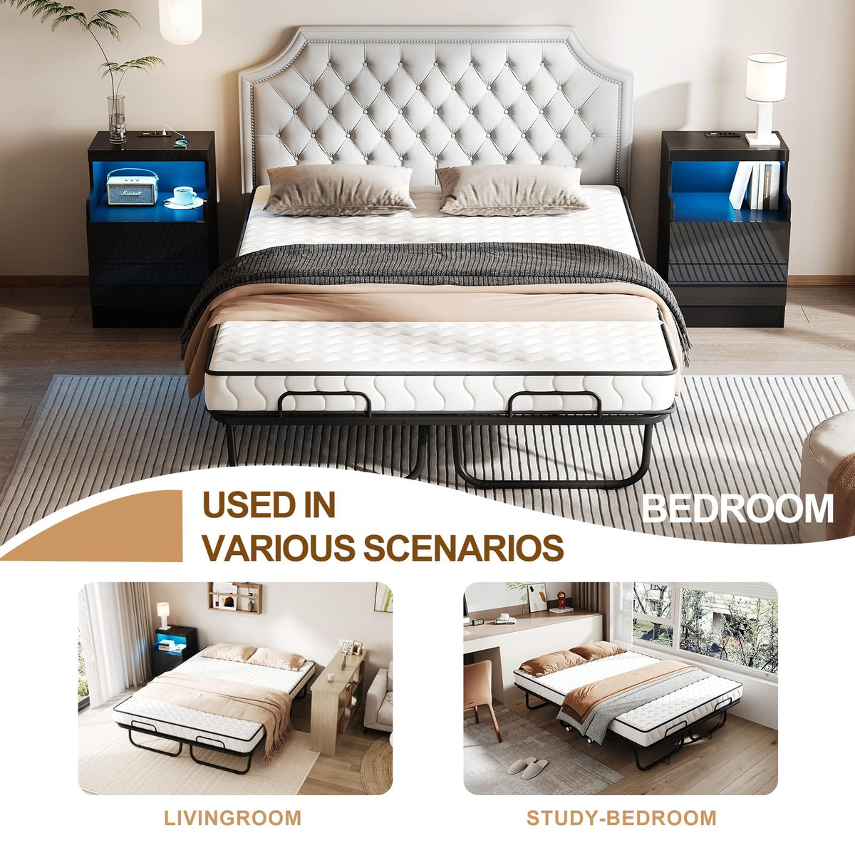 Full Size Folding Bed with 5" Memory Foam Mattress Y84056